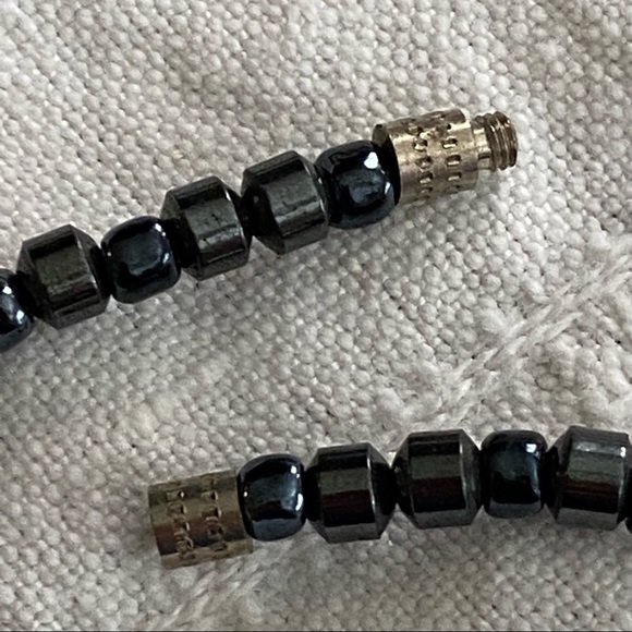 Genuine Hematite Necklace with Silver Beads. - Picture 2 of 5